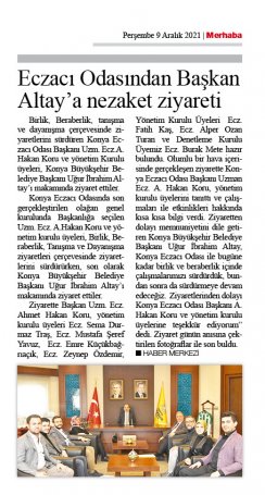 ARALIK 2021' DE BASINDA YER ALAN HABERLERİMİZ