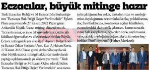 KASIM 2022' DE BASINDA YER ALAN HABERLERİMİZ