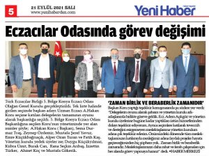EYLÜL 2021' DE BASINDA YER ALAN HABERLERİMİZ