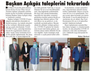MAYIS 2021' DE BASINDA YER ALAN HABERLERİMİZ