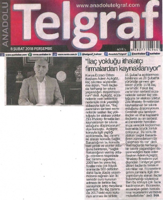 ŞUBAT 2018' DE ÇIKAN HABERLER