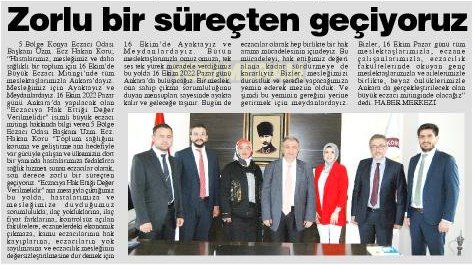 EKİM 2022' DE BASINDA YER ALAN HABERLERİMİZ