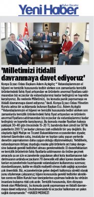 MART 2020' DE BASINDA YER ALAN HABERLERİMİZ