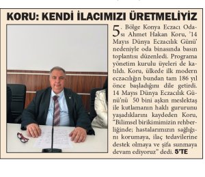  MAYIS 2025' DE BASINDA YER ALAN HABERLERİMİZ