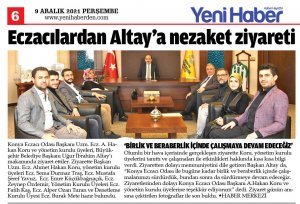 ARALIK 2021' DE BASINDA YER ALAN HABERLERİMİZ